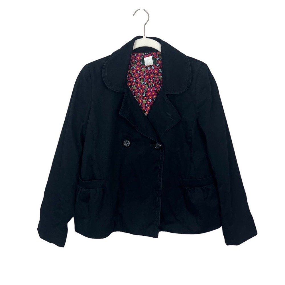 J. Crew Black Cotton Blazer sz 6 Spring Jacket Cropped Minimalist Preppy